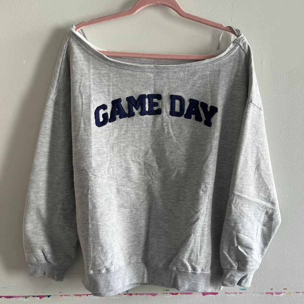Off the Shoulder Game Day Sweatshirt